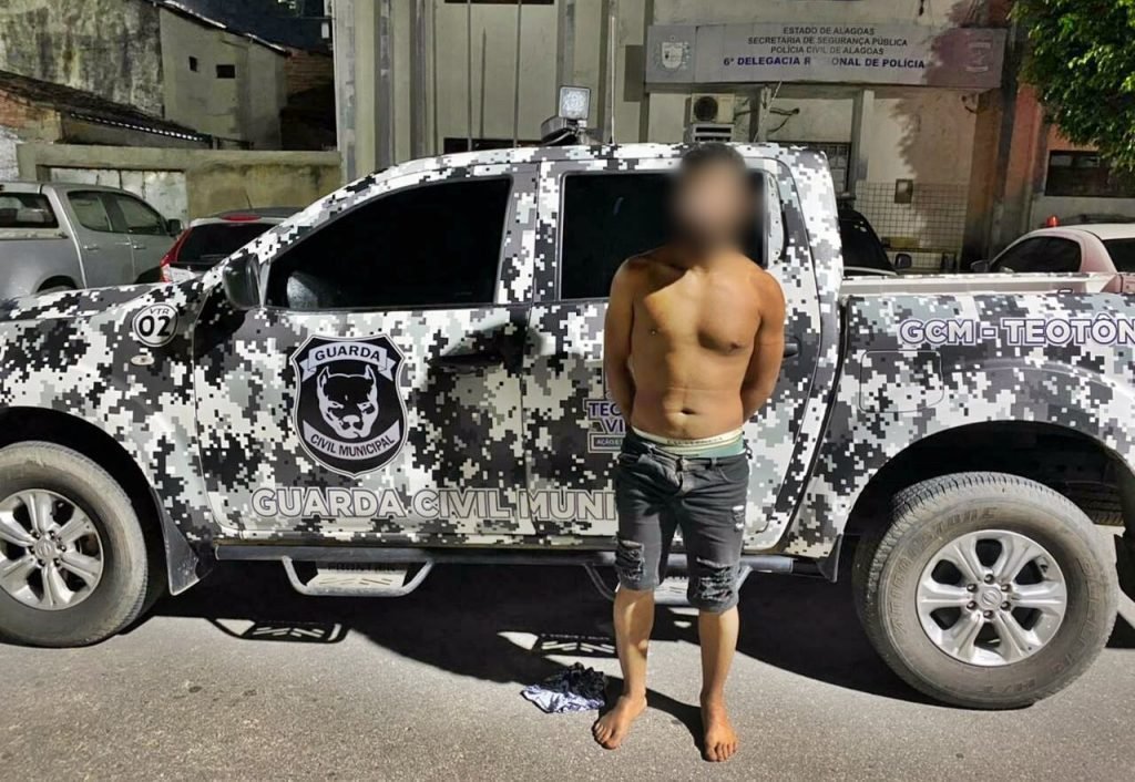 Guarda Civil prende em flagrante homem que esfaqueou a companheira em Teotônio Vilela 1 GCM/Teotônio Vilela