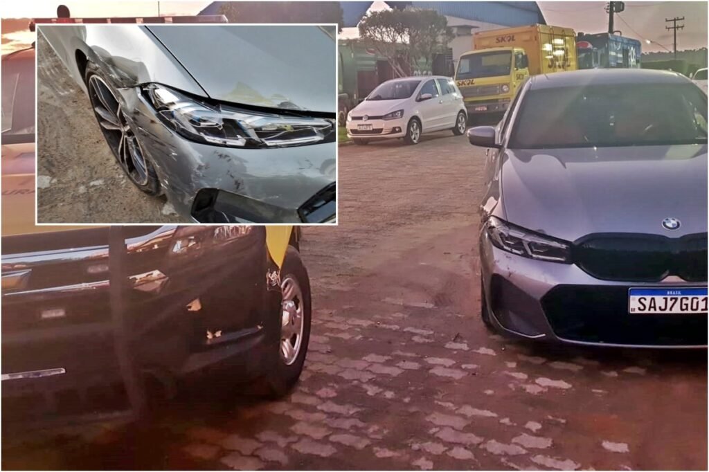 Menor guiando BMW avaliada em mais de R$ 360 mil bate em viatura da PM