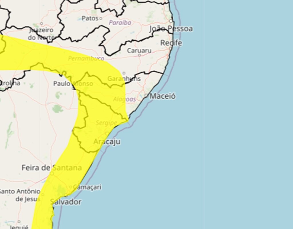 Alerta Laranja: Inmet prevê chuvas de até 100 milímetros e ventos intensos em Alagoas