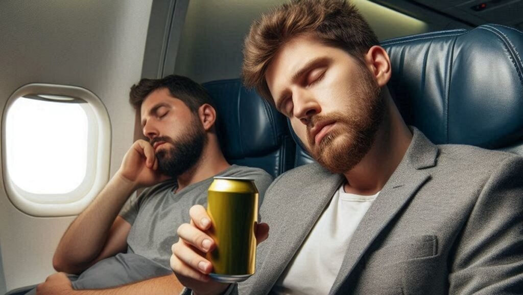 Beber e dormir no avião é uma péssima ideia para o seu coração
