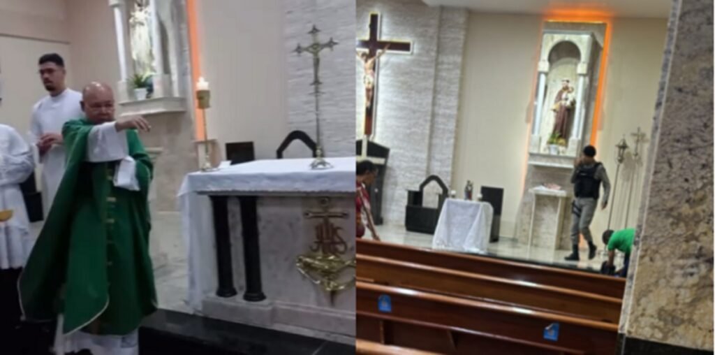 Missa é interrompida por homem ferido que invade igreja